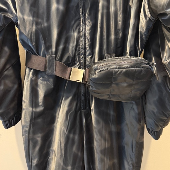 ASOS Navy Belted Ski Suit w/ Faux Fur Hood - Picture 8 of 12